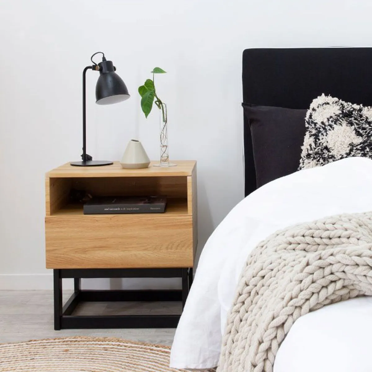Urban Bedside Table - Black Mocka
