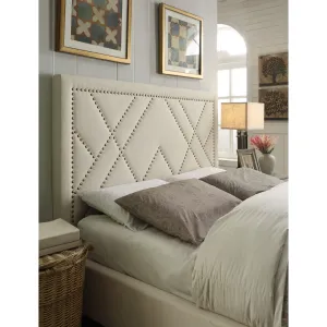 Vienne Nailhead Patterned Upholstered Headboard in Powder Modus