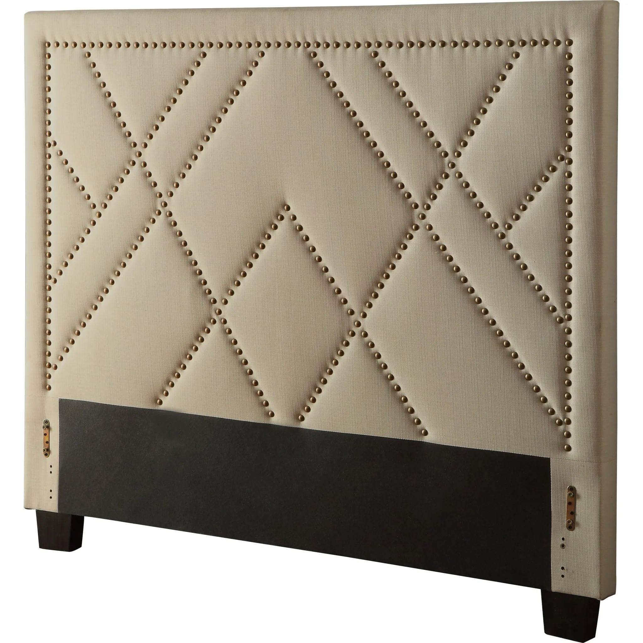 Vienne Nailhead Patterned Upholstered Headboard in Powder Modus