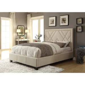 Vienne Nailhead Upholstered Platform Bed in Powder Modus