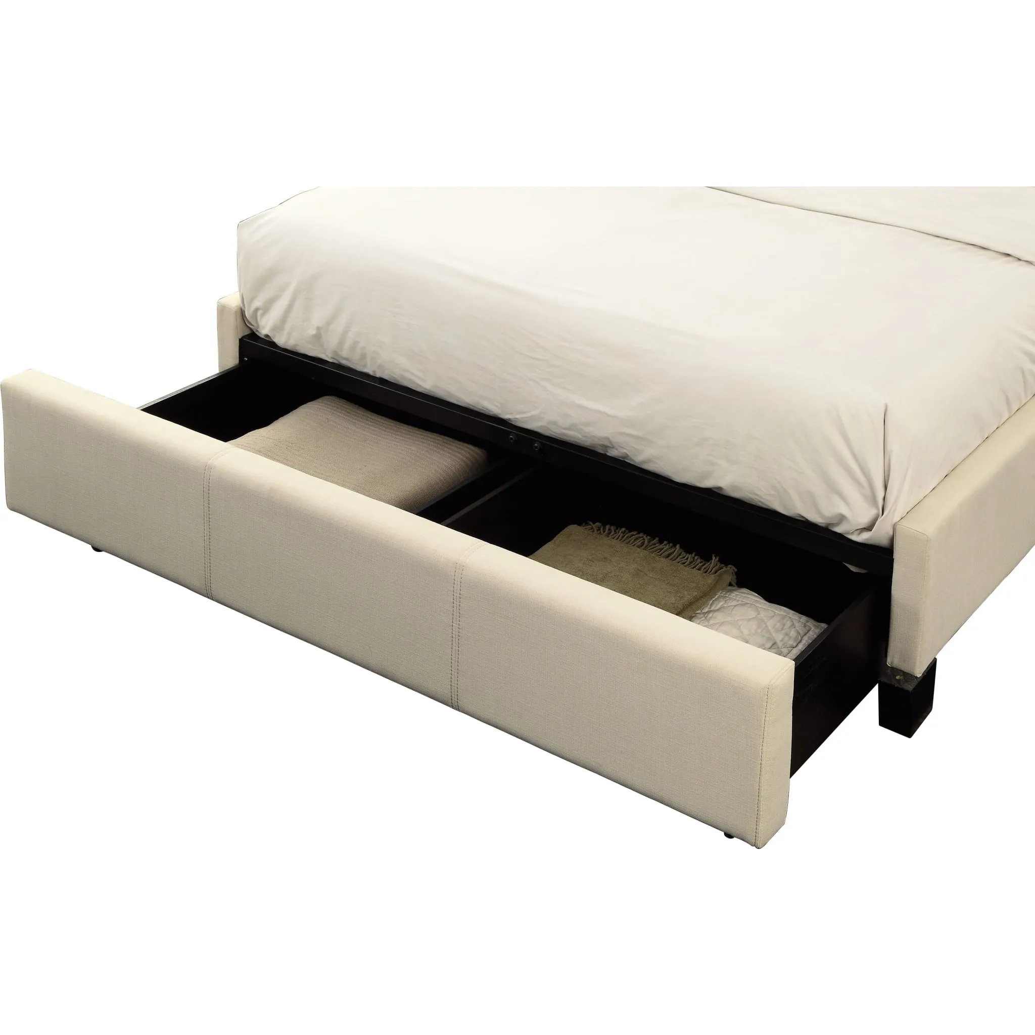 Vienne Nailhead Upholstered Platform Storage Bed in Powder Modus
