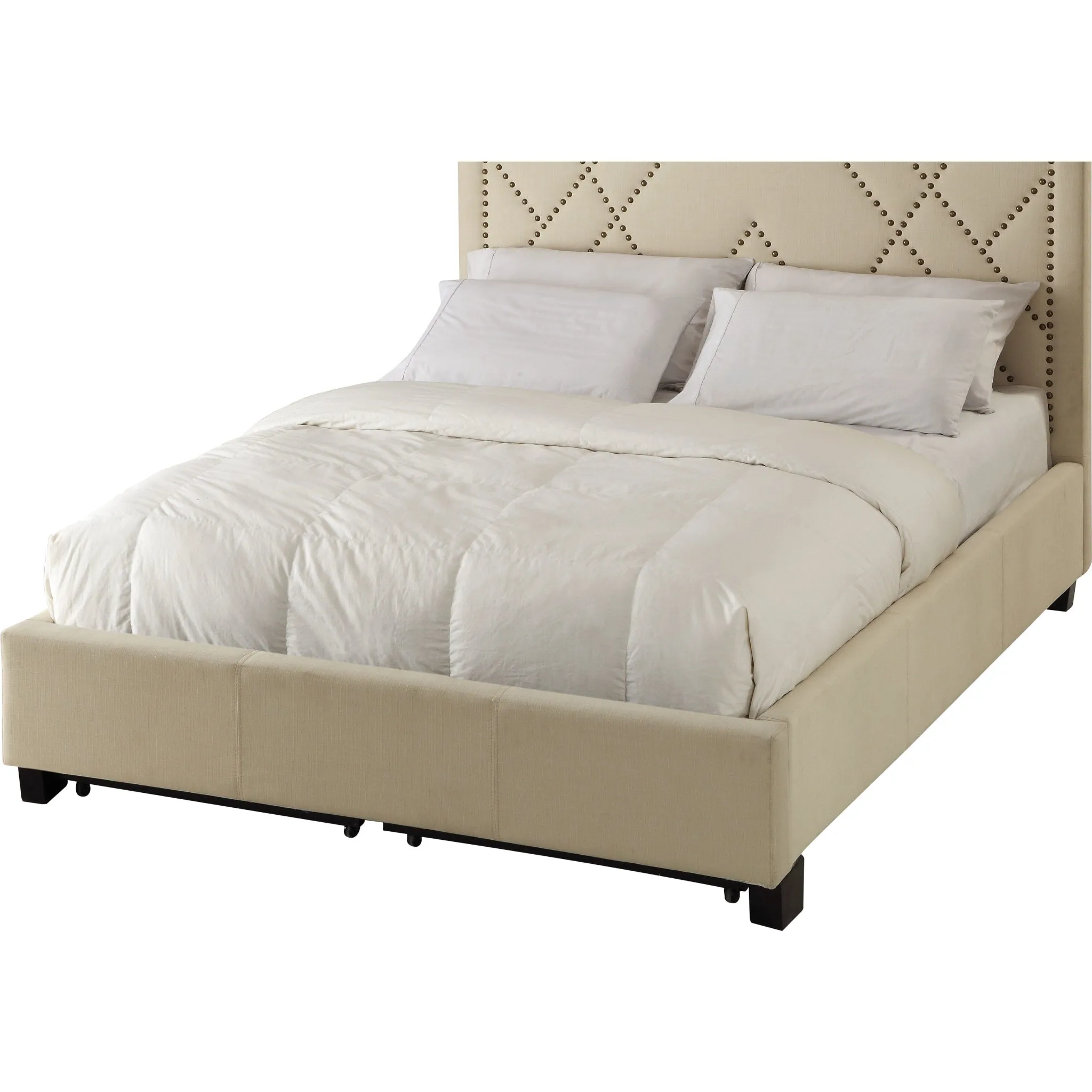 Vienne Nailhead Upholstered Platform Storage Bed in Powder Modus