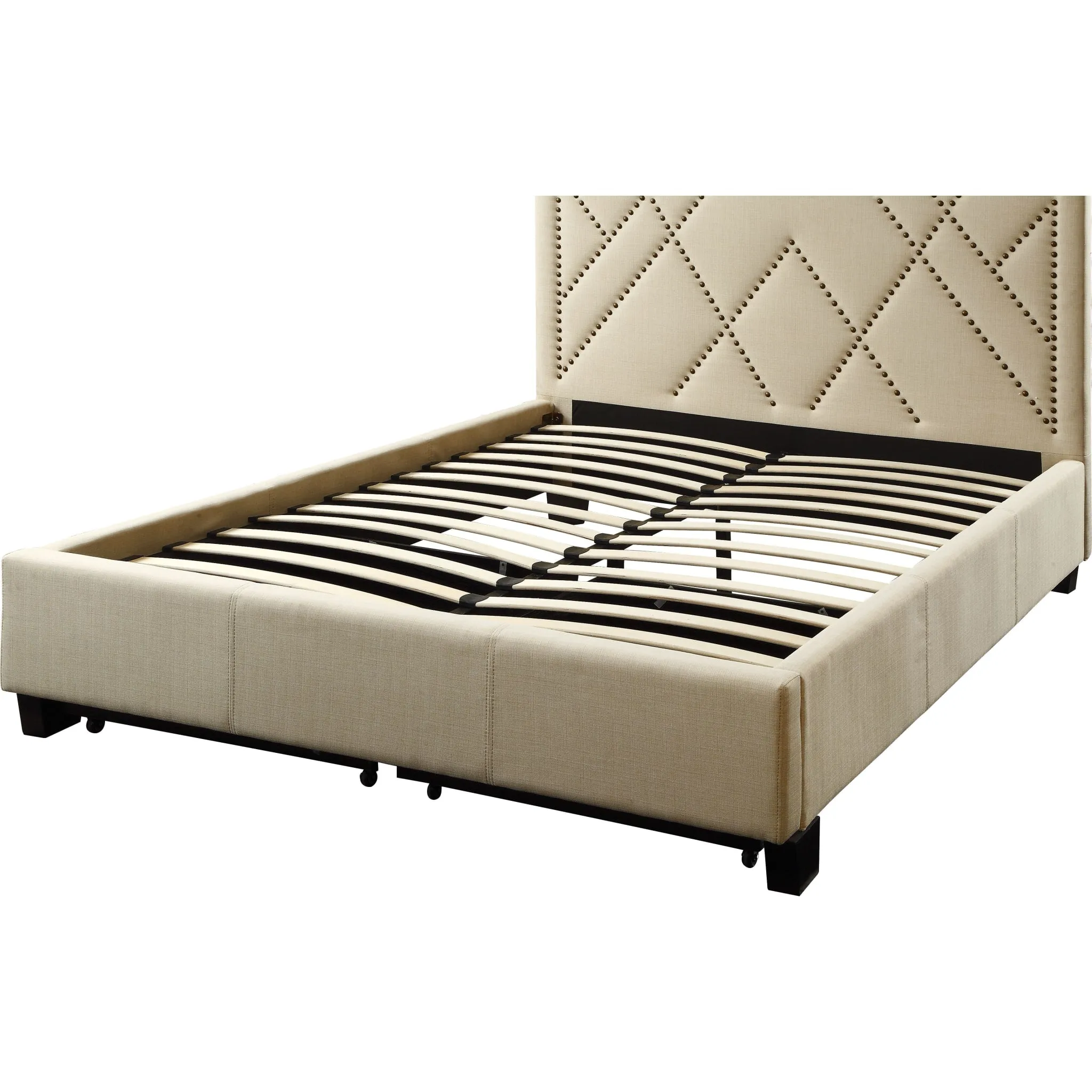 Vienne Nailhead Upholstered Platform Storage Bed in Powder Modus