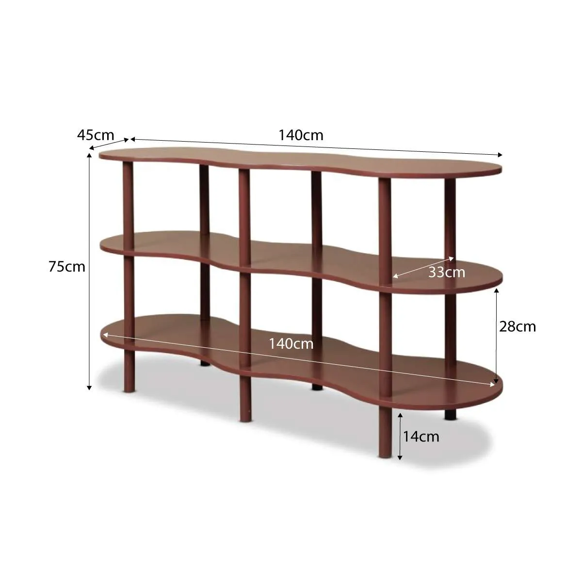 Wavey Low Three Shelf - Chocolate Mocka