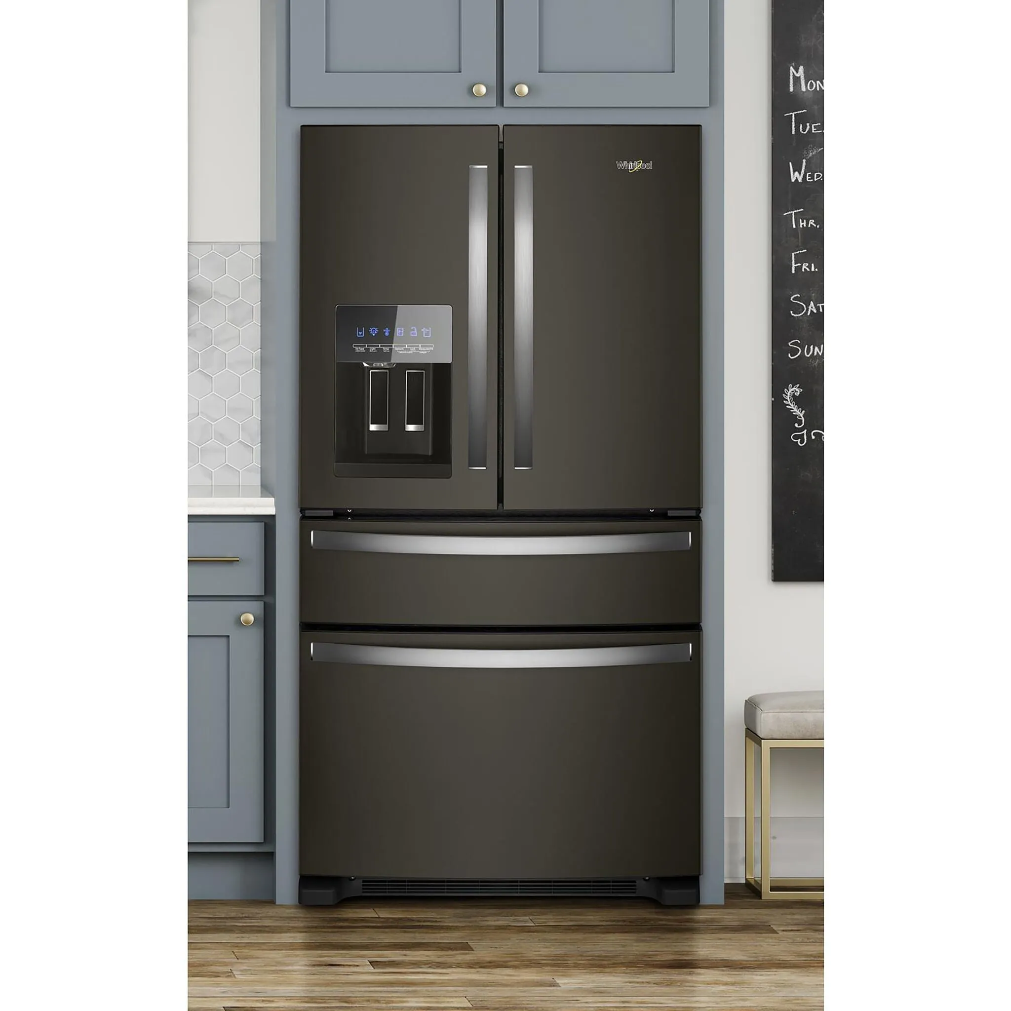 Whirlpool Fingerprint Resistant Black Stainless French Door Refrigerator (24.5 Cu.Ft.) - WRMF3636RV