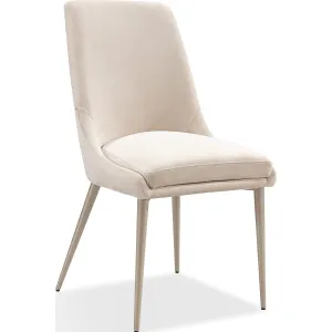 Winston Upholstered Metal Leg Dining Chair in Cream and Champagne Modus