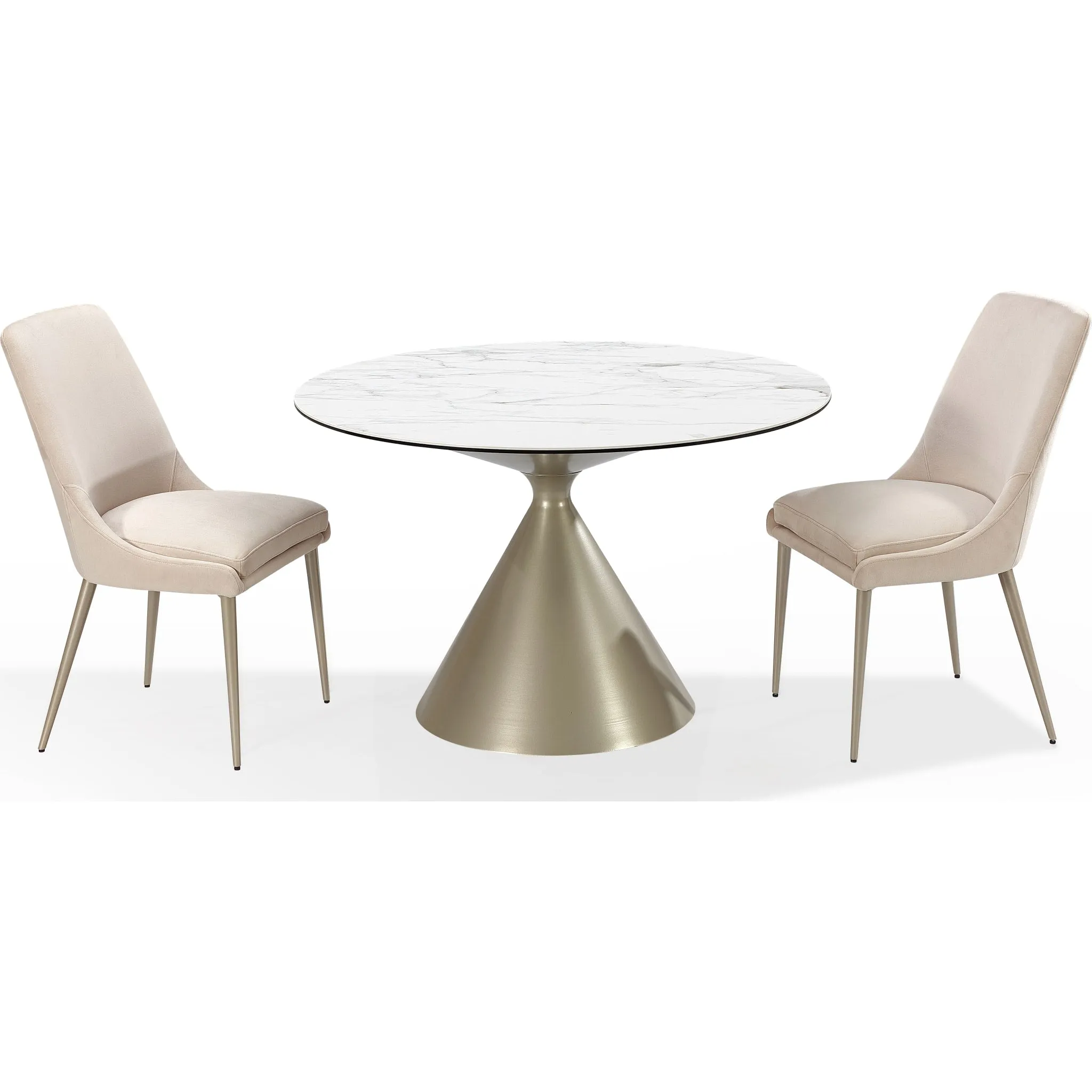 Winston Upholstered Metal Leg Dining Chair in Cream and Champagne Modus