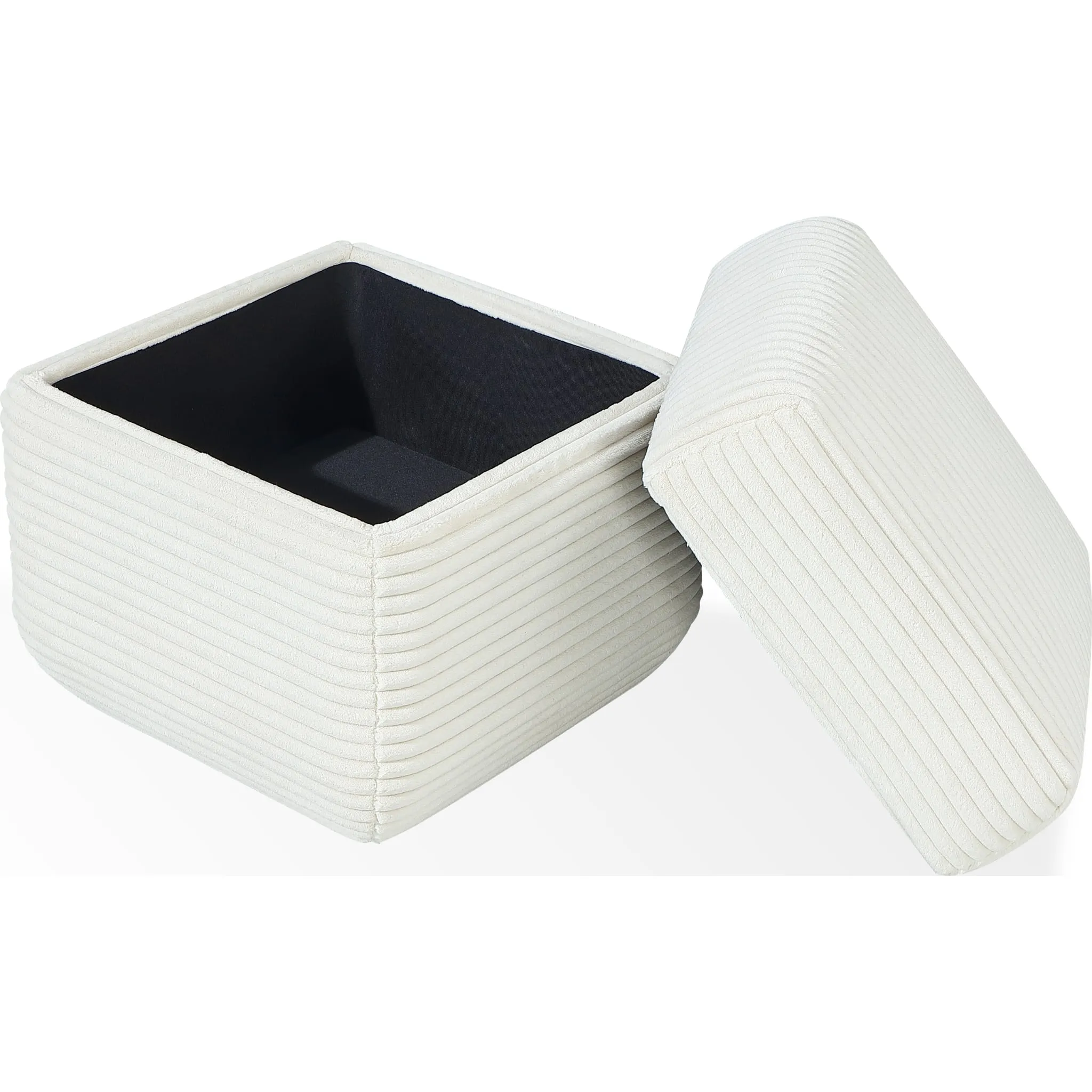 Wisteria Upholstered Storage Ottoman in Frosty Corduroy Modus