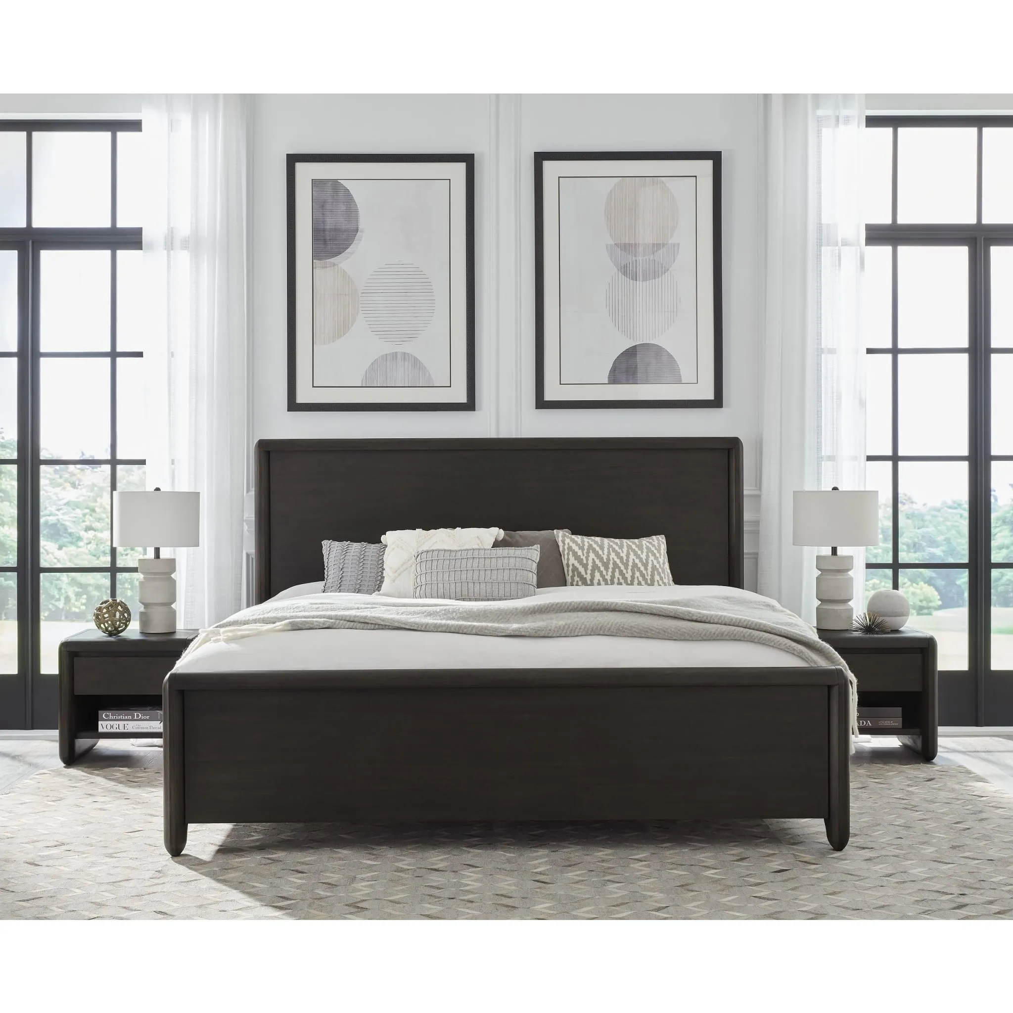 Xolani Acacia Wood Platform Bed in Jaguar Modus