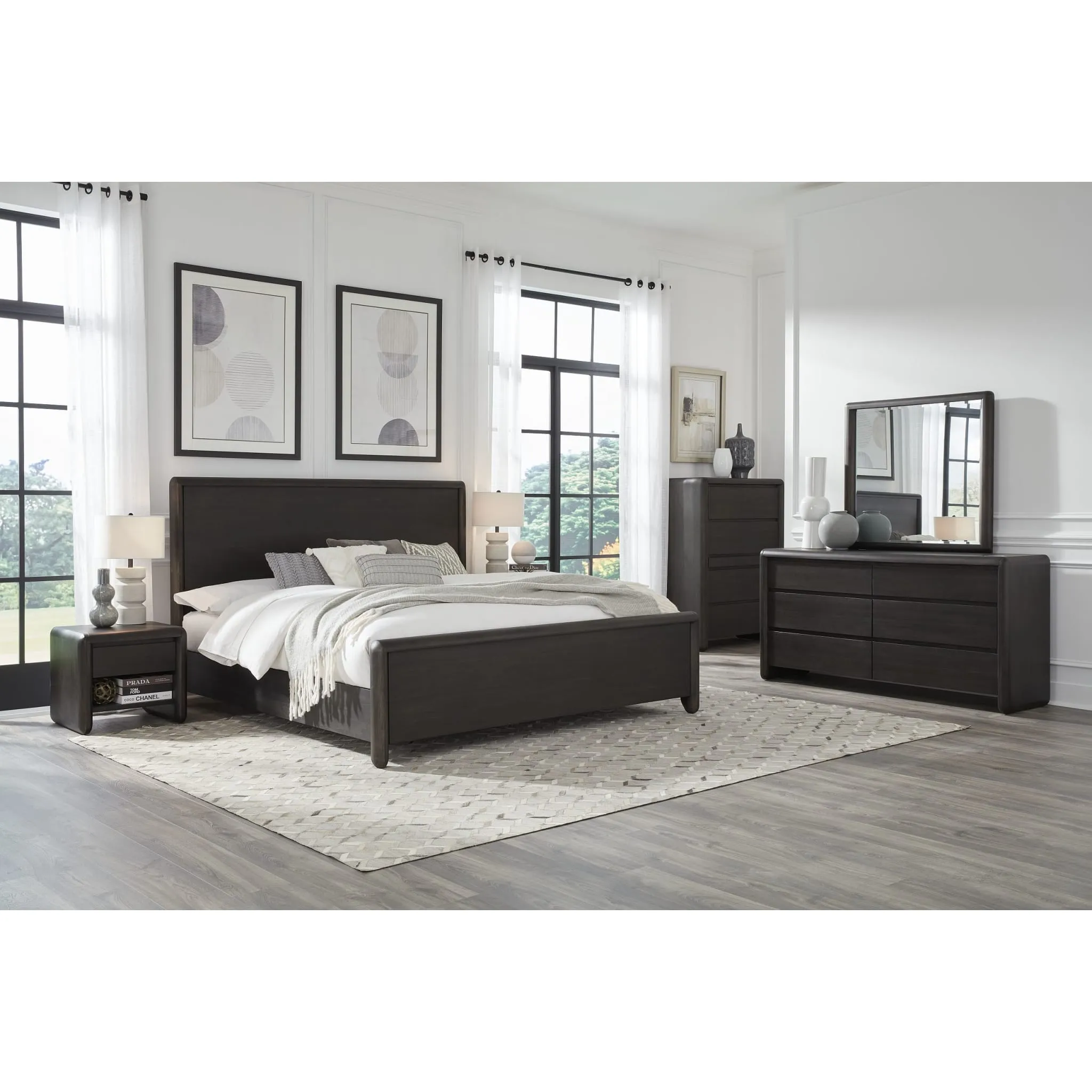 Xolani Acacia Wood Platform Bed in Jaguar Modus
