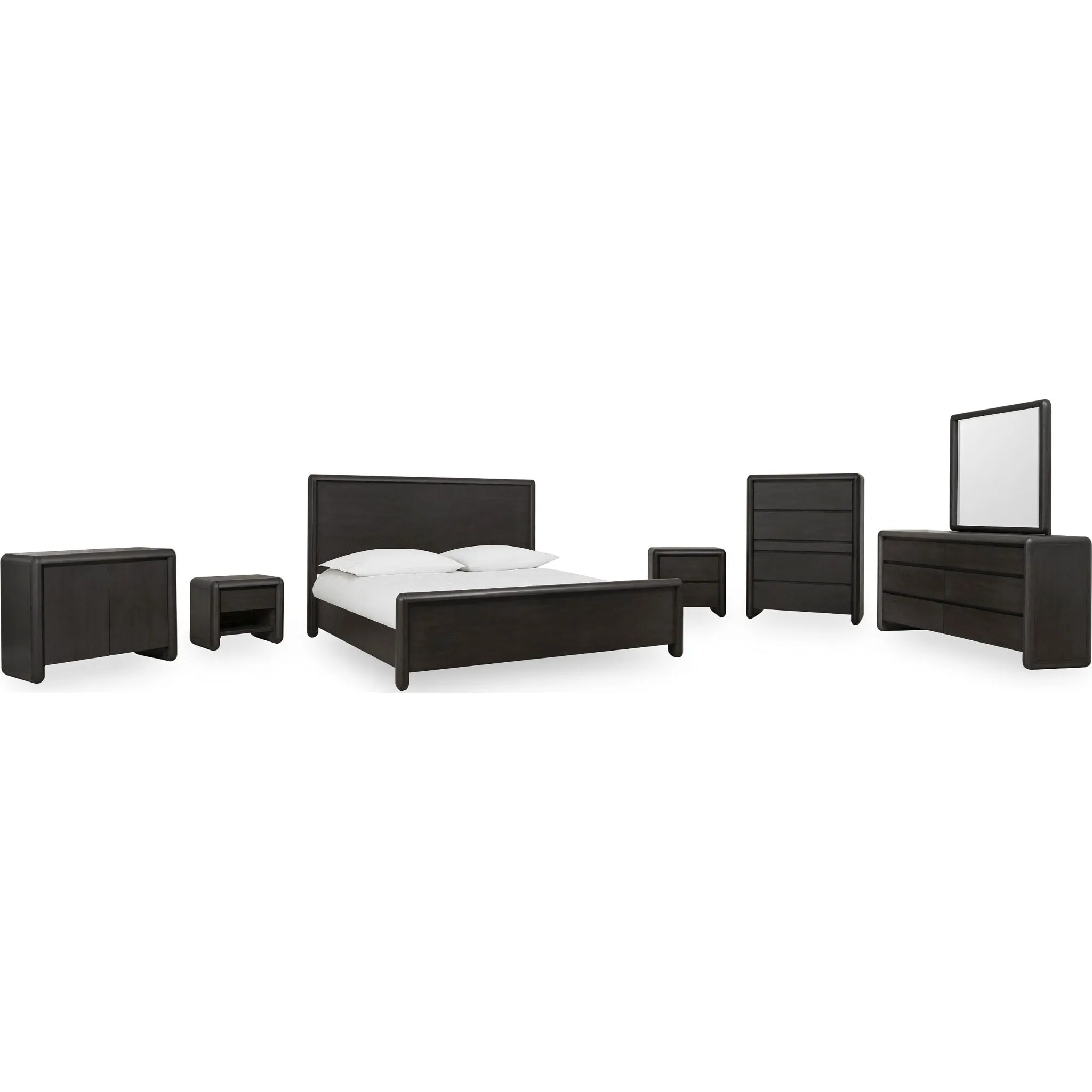 Xolani Acacia Wood Platform Bed in Jaguar Modus