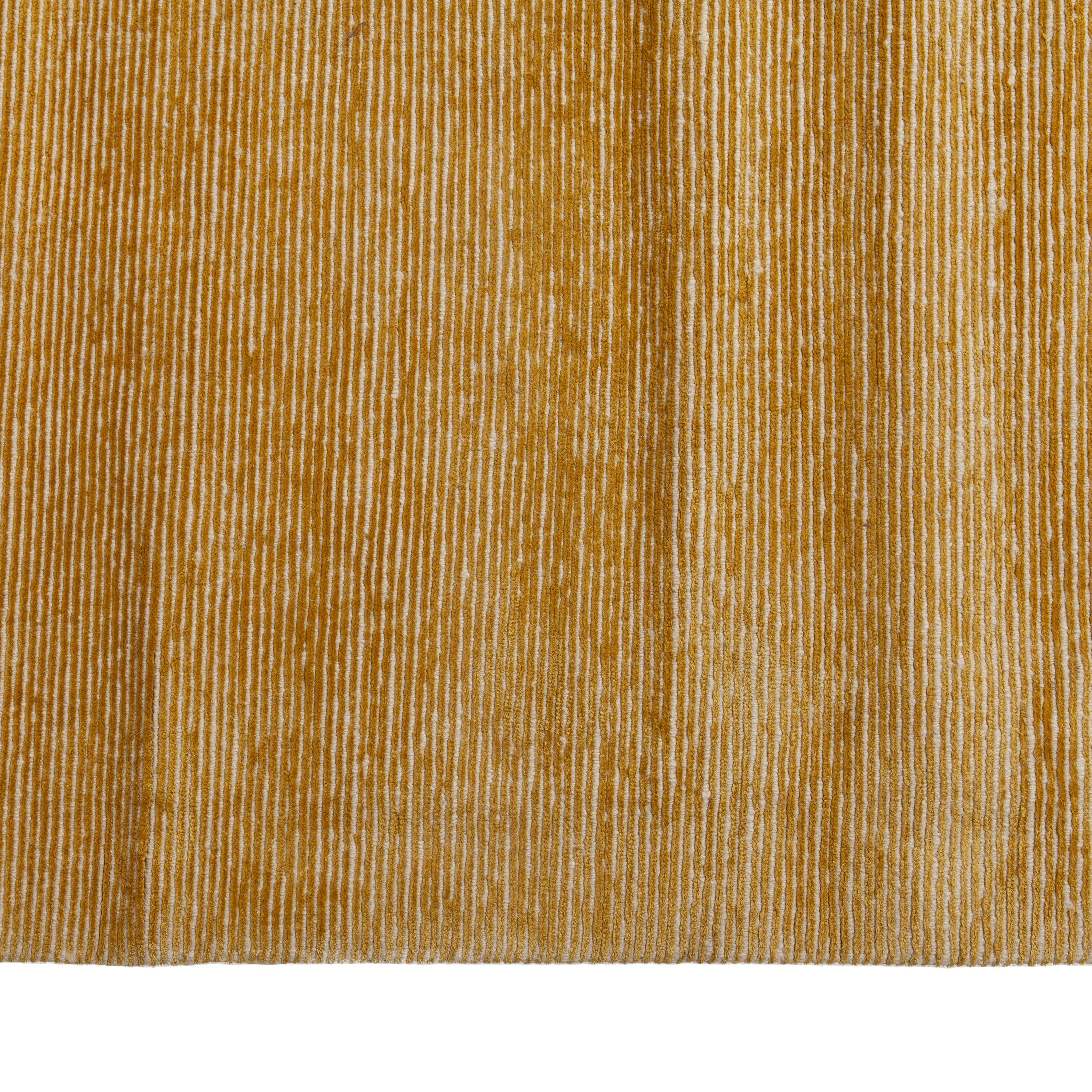 Yellow Modern Tibetan Wool Rug - 14'2" x 15'