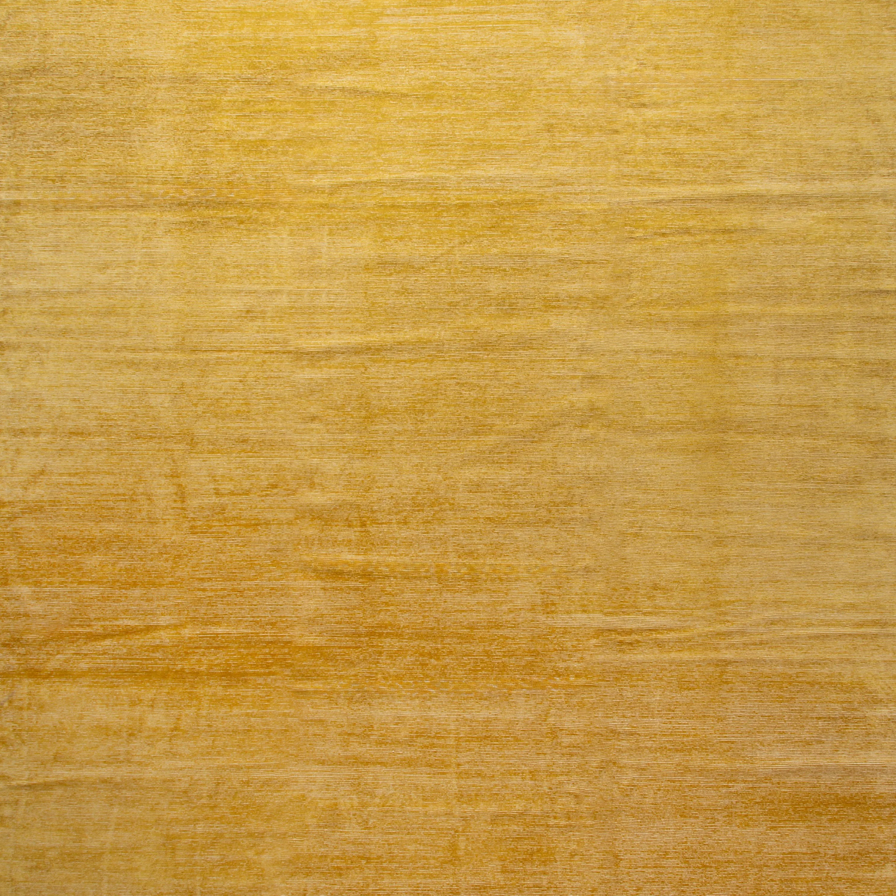 Yellow Modern Tibetan Wool Rug - 14'2" x 15'
