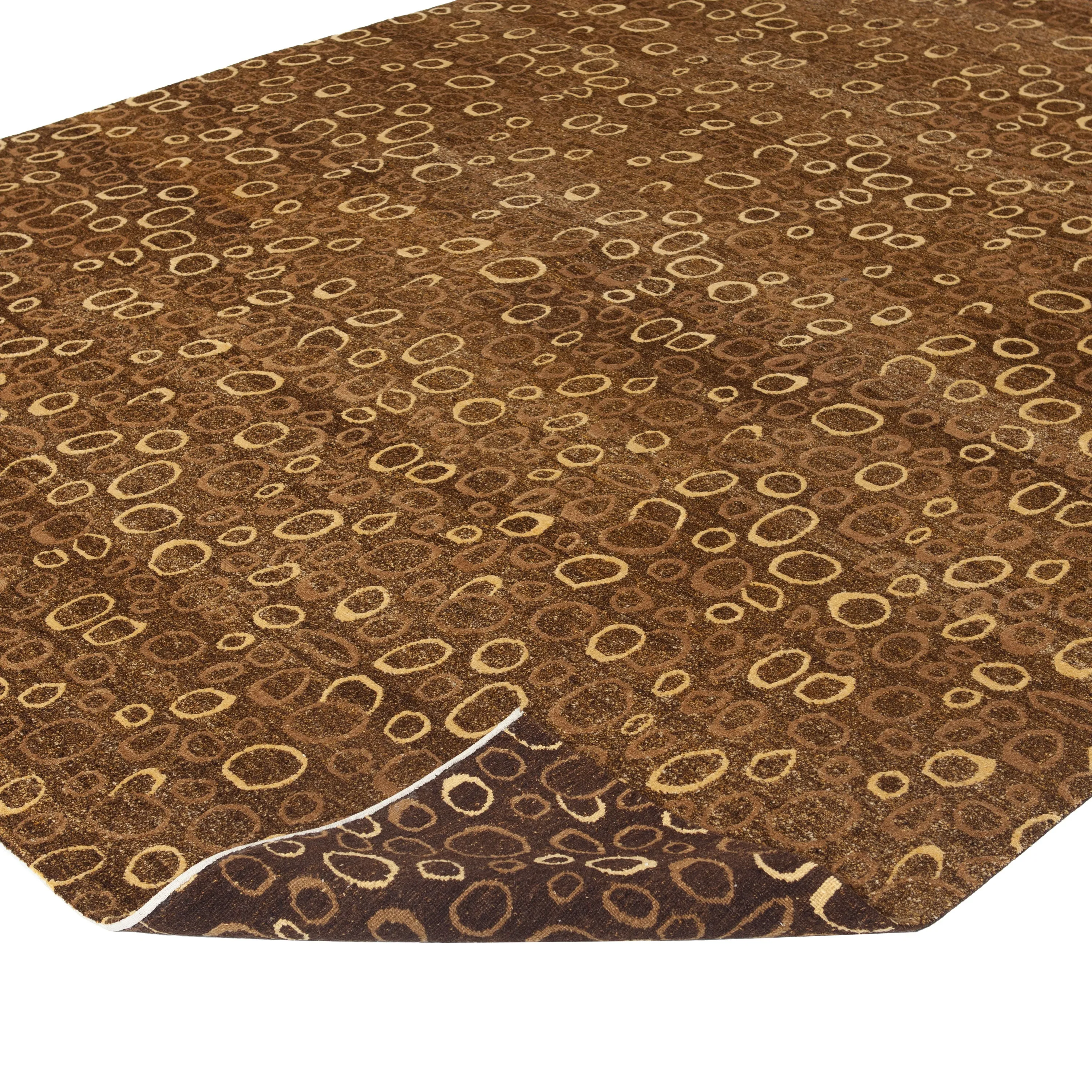 Yellow Modern Wool Silk Blend Rug - 7'11" x 9'11"