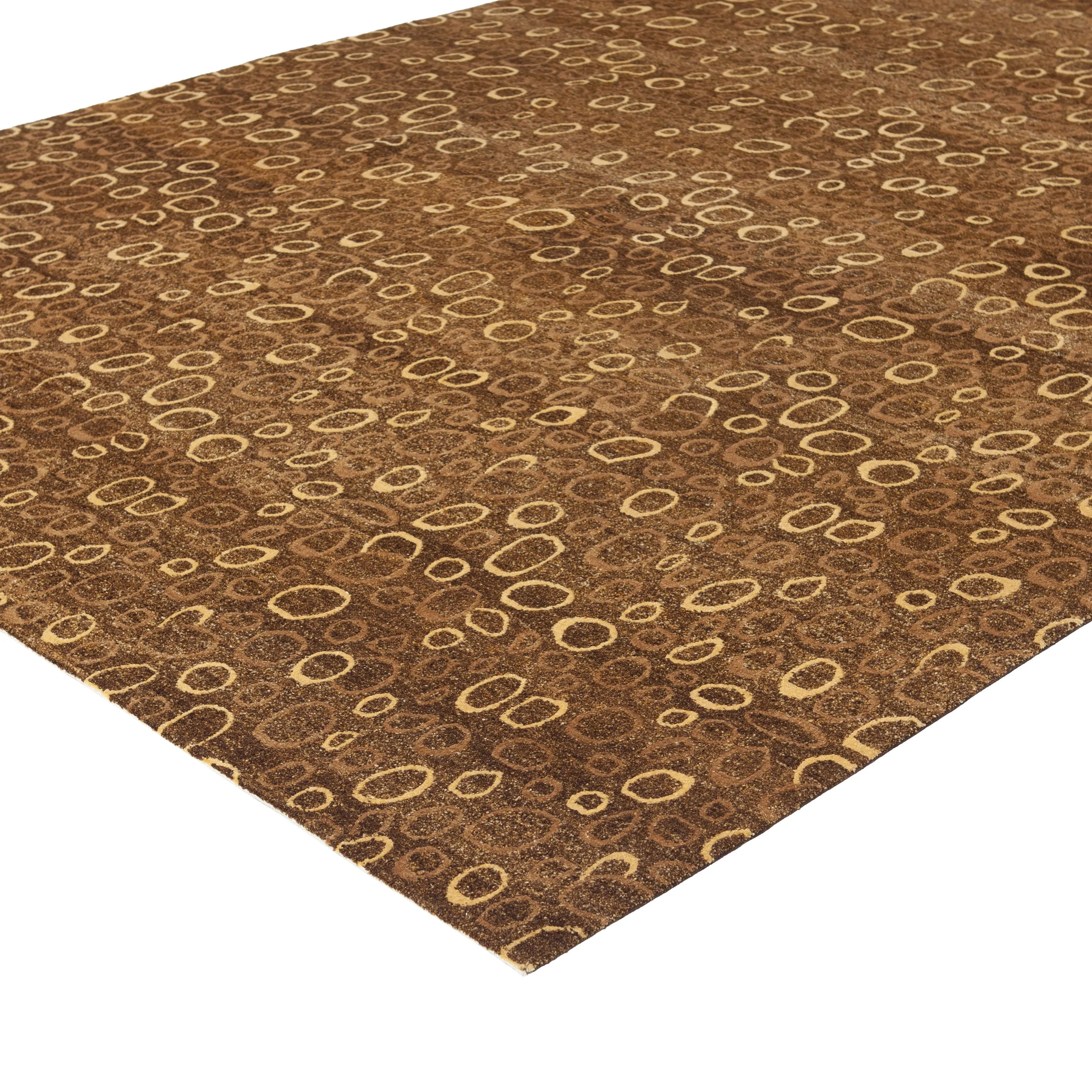 Yellow Modern Wool Silk Blend Rug - 7'11" x 9'11"
