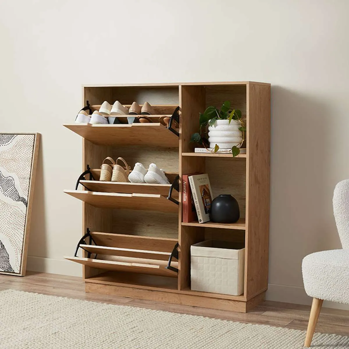 Zack Shoe Cabinet - Natural Mocka