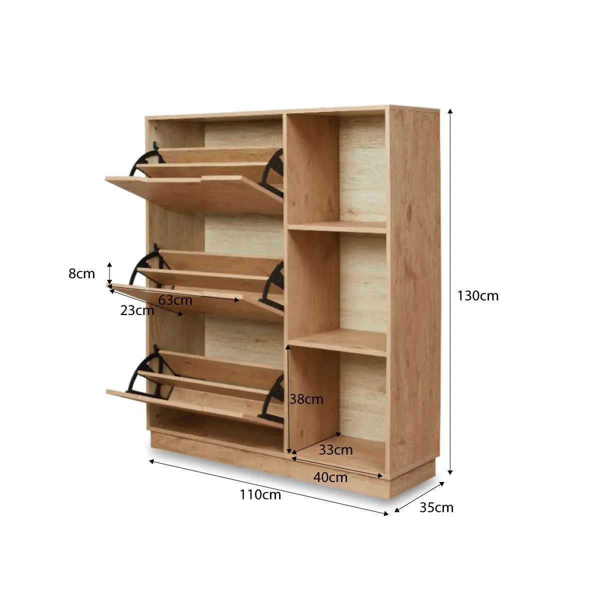 Zack Shoe Cabinet - Natural Mocka