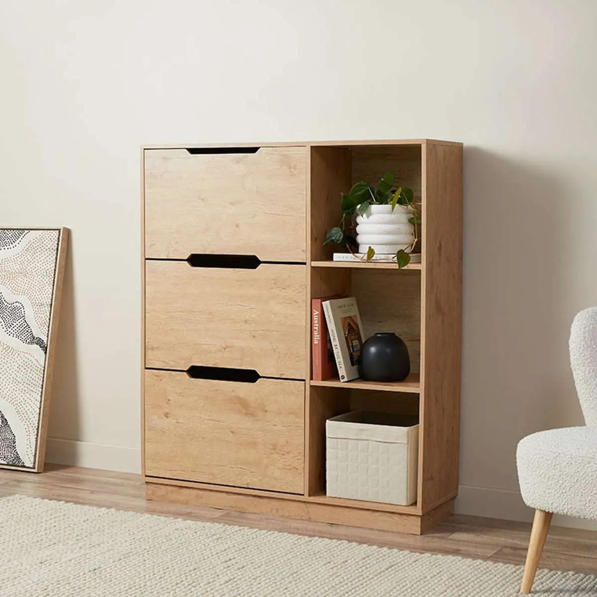 Zack Shoe Cabinet - Natural Mocka