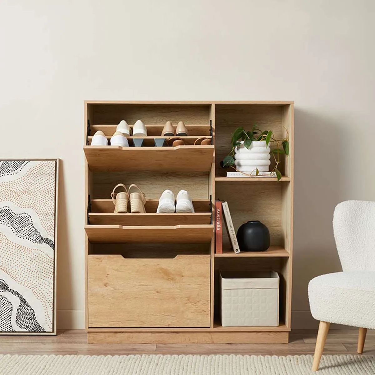 Zack Shoe Cabinet - Natural Mocka