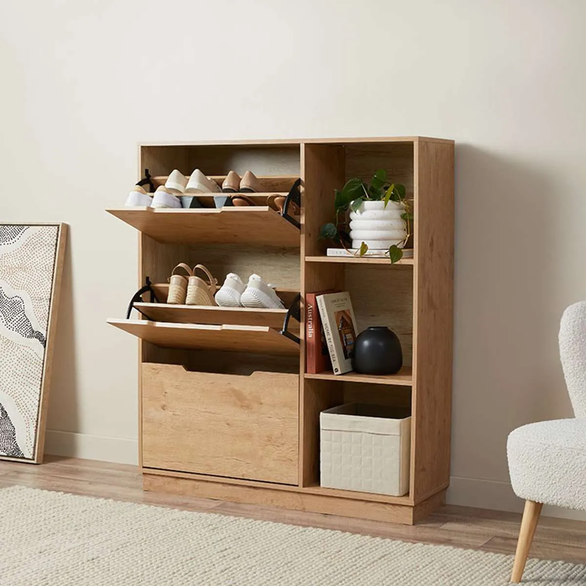 Zack Shoe Cabinet - Natural Mocka
