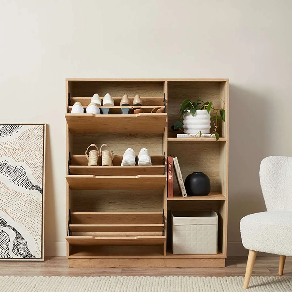 Zack Shoe Cabinet - Natural Mocka