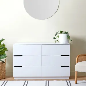 Zack Six Drawer - White Mocka