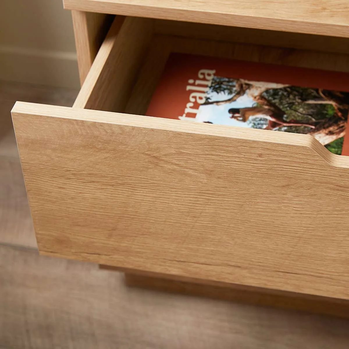 Zack Two Drawer Bedside Table - Natural Mocka